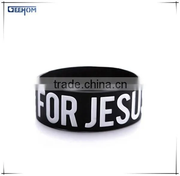 Wide Black Silicone Sport Wristband, Custom Cheap Silicone Wristbands