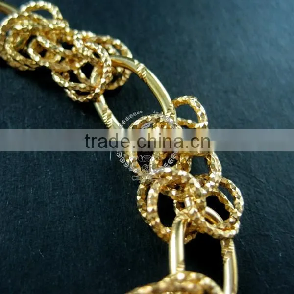 20cm Raw Brass Faceted Circle Round Oval Link Fashion DIY Bracelet Supplies 1900077 photo-5