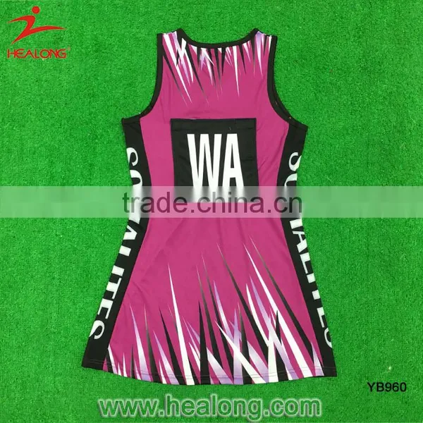 Healong Factory Sublimation Cheap Netball Jersey Skirts Dresses Uniforms photo-2