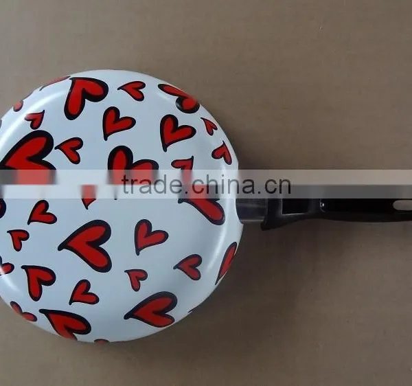 Aliuminium Non-stick Flower Decorated Silk Screen Design Frypan photo-3