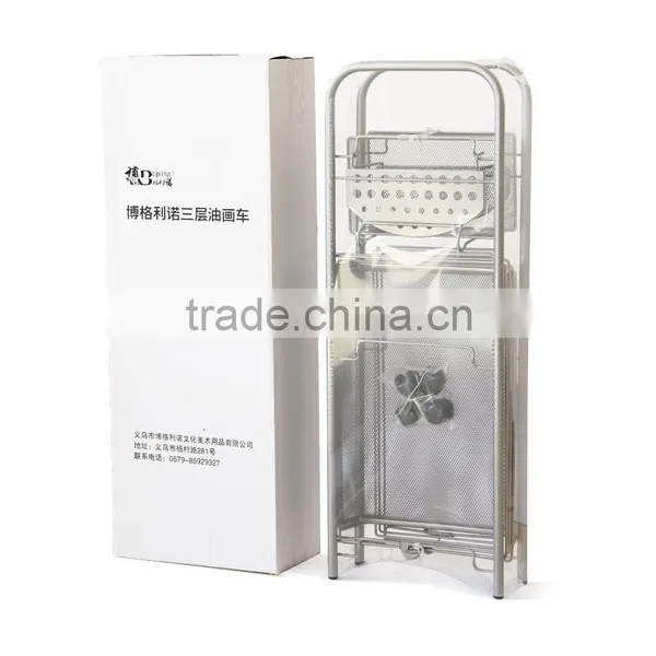 44.2*23.2*76.6cm Three Layers Metal Oil Painting Trolley With 4 Wheels photo-6