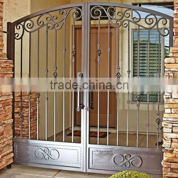 Customized Residential Wrought Iron/galvanized Powder Coated Steel/Iron Glass Gates photo-4