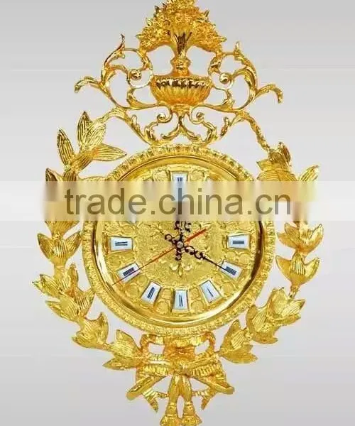 Luxury Gold Plated Wall Clock, French Louis XV Style Gilt Bronze Wall Hanging Clock photo-5