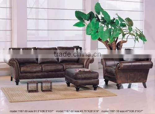 High Quality Modern Style Genuine Leather Sofa Set. American Style Leather Sofa Set. Chesterfield Sofa in Genuine Leather B48133