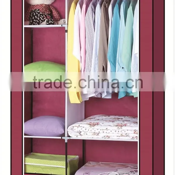 Single Canvas Effect Wardrobe Clothes Storage Cabinet photo-4