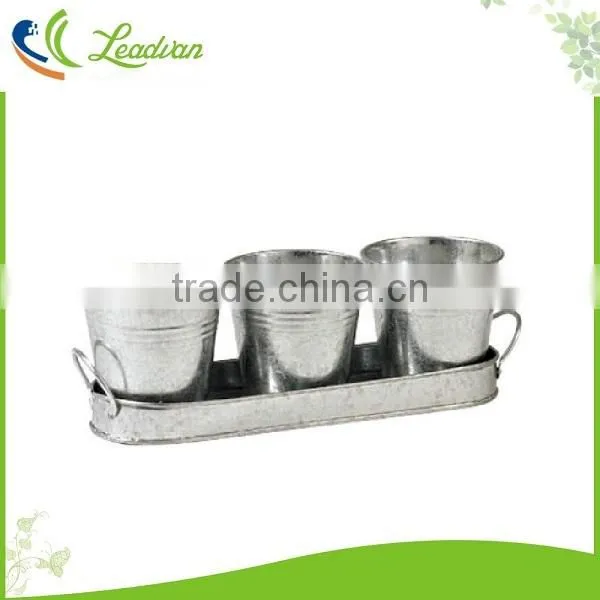 Hot Sale Cheap Garden Small Metal Flower Pots With Tray for Garden photo-2