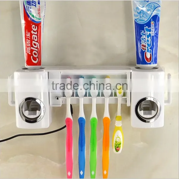 New Arrival Automatic Dual Toothpaste Holder Wall Mount UV Light Toothbrush Sterilizer Set For Wholesale photo-2