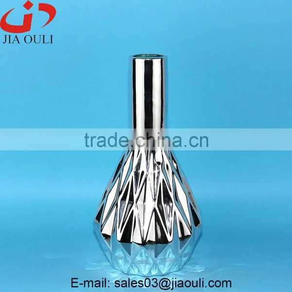 Quality Plating Silver Ceramic Flower Vases for Home Decor photo-3