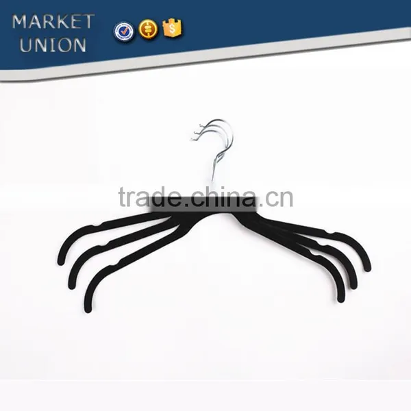 ABS Plastic Antiskid Velvet Hangers Flocking Clothes Hanger With Pulley for Women photo-4