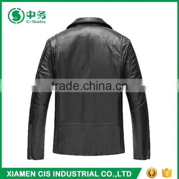 High Quality Windproof Men Black PU Motorcycle Leather Jacket photo-2