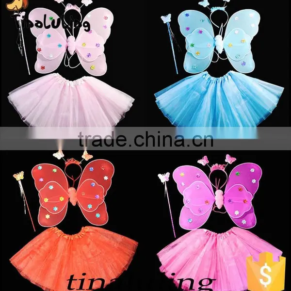 Fashion Crystal Wings Sets With Tutu Kids Nylon Handmade Angle Wings photo-2
