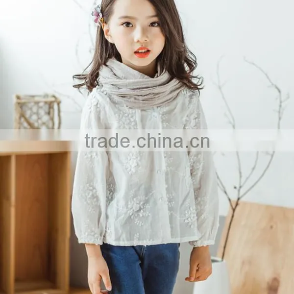 Zm35743a Kids Clothing Girls Latest New Model Casual White Long Sleeve Shirts photo-2