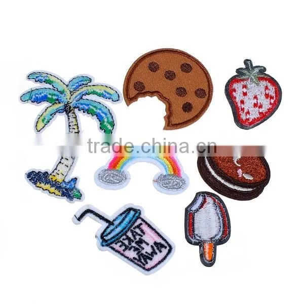 Fabric Iron On Patches At Random Coconut Tree Food Iron On Embroidery Patch photo-2