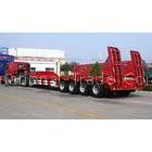 4 Axles 100 Tons Low Bed Truck Trailer For Crane Transportation Red
