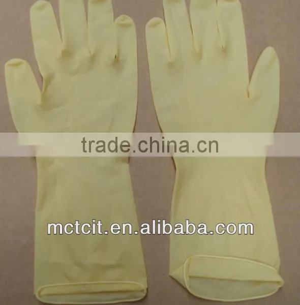 Yellow Single Use Chemical Non-toxic Powdered Latex Glove photo-2