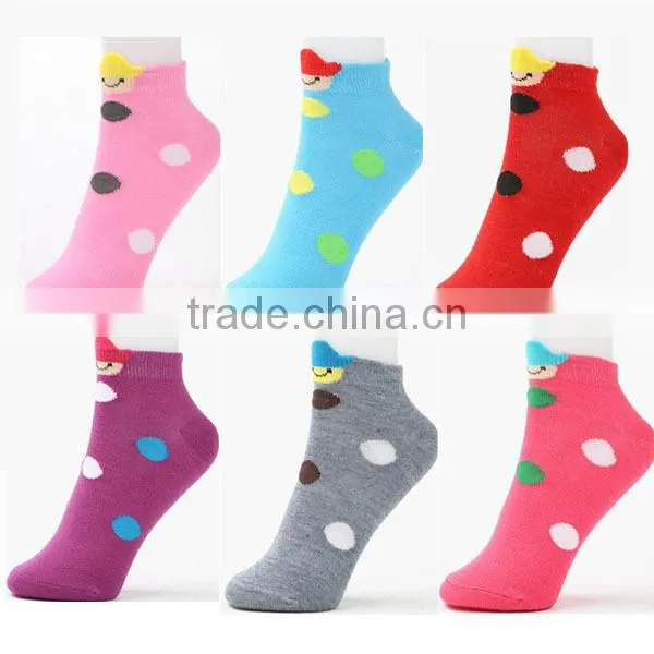Pretty Polka Dot Smile Style Women Cotton Socks