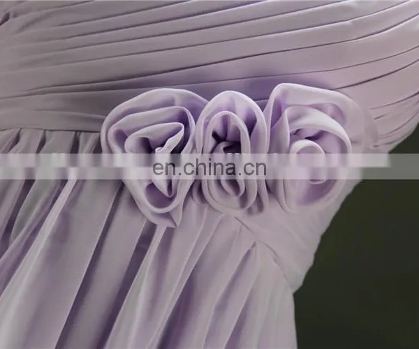 Handmade Flower Cheap Bridesmaid Dresses Wholesale Short Chiffon Gilrs Beach Bridesmaid Dress photo-6