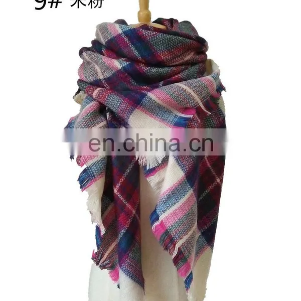 European Winter Cashmere Scarf Plaid Scarf Increase Double Colorful Square Scarf Shawl photo-5