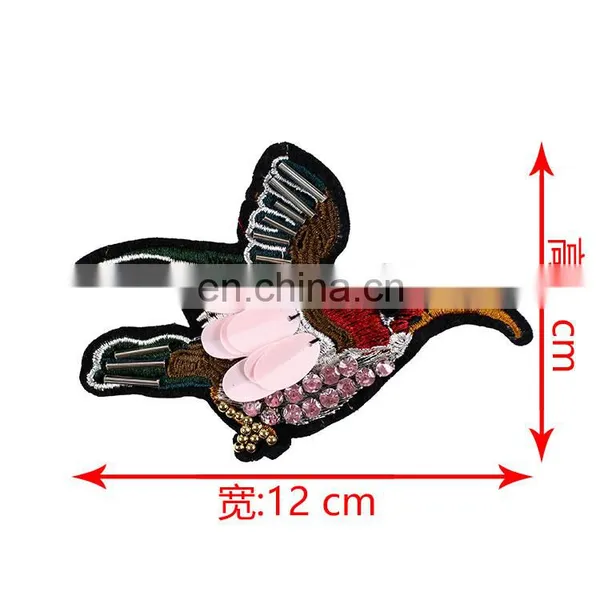 Fashion 12x8cm Wide 3D Beads Sequins Embroidery Birds for Clothing photo-3