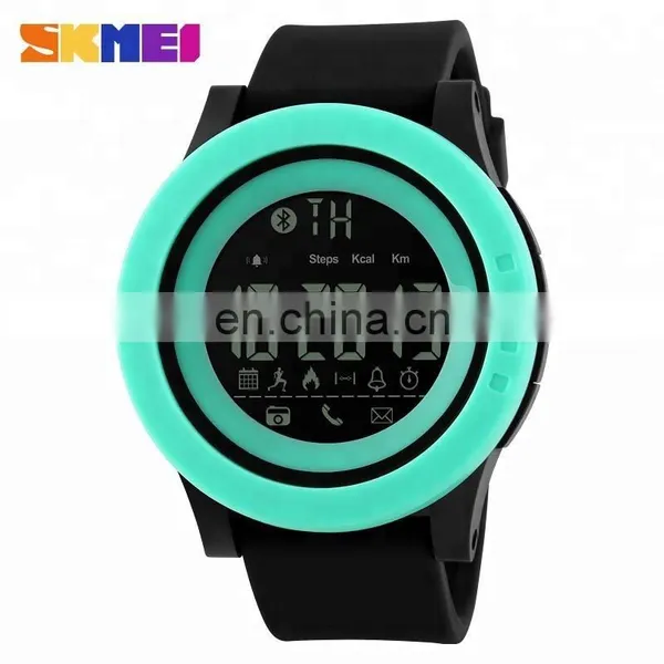 Original Design Black Big Dial Fashion Waterproof Silica Gel Strap Skmei 1255 Digital Smart Watch for Men photo-3