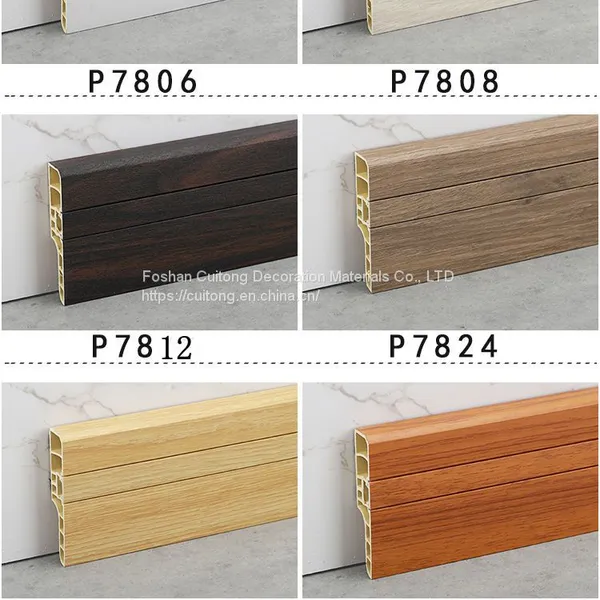 Baseboard Wholesale Corner Line 7cm PVC Anchor Line With Nail Cover Strip Floor Wood Grain Black and White Grey Closing photo-5