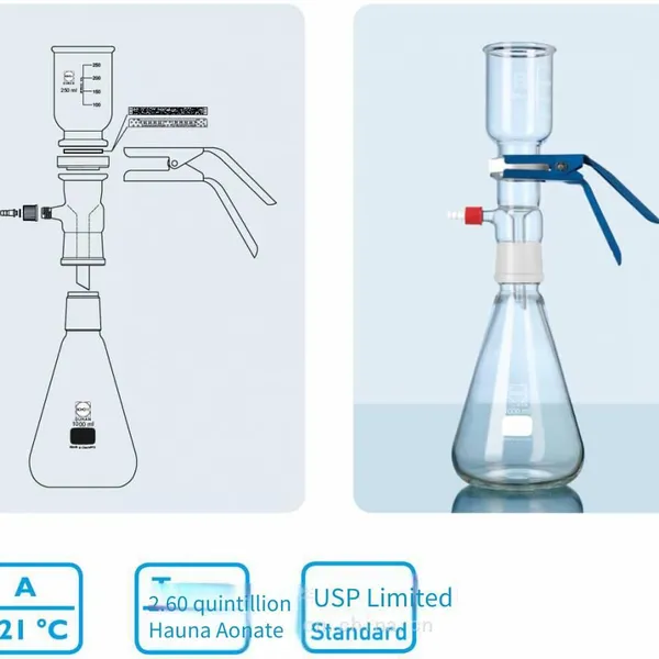 Duran Glass Filter Set, Conical Filter Flask, Suction Flask, Glass Filter Cup, Schott photo-2