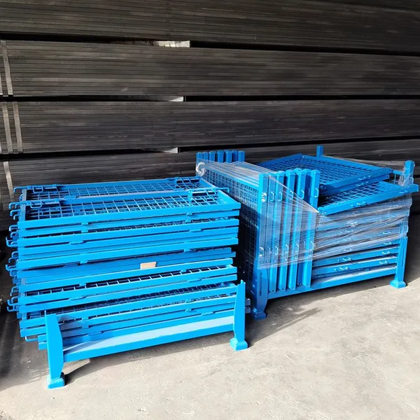 Galvanized Steel Foldable Wire Mesh Cage Trolley for Warehouse Storage