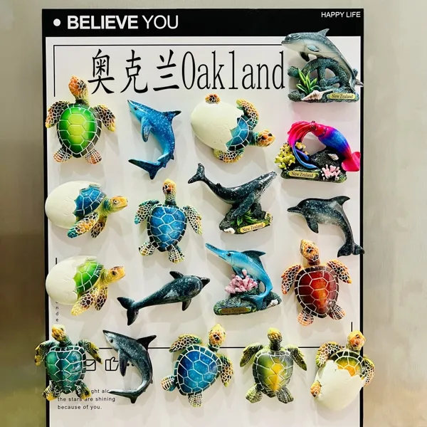 Wholesale Price Personalized New Zealand Auckland Underwater World 3D Marine Animals Custom Souvenir Fridge Refrigerator Magnet Maker
