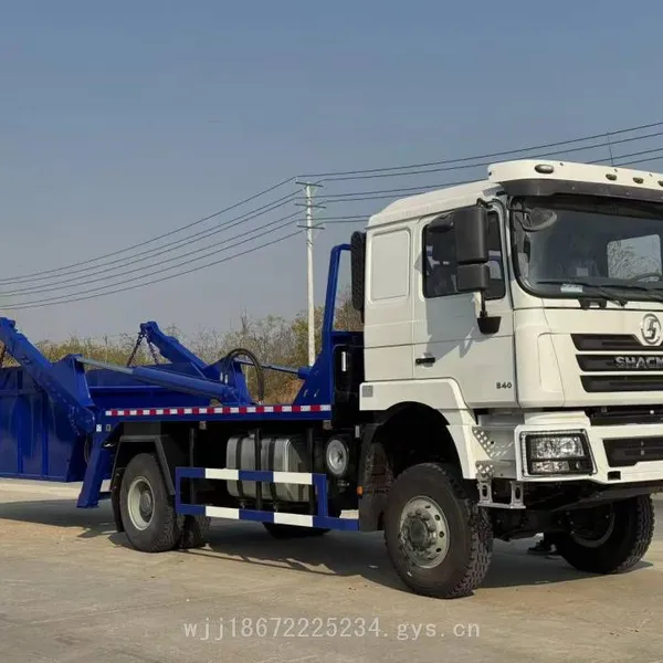 Shaanxi Automobile 6-cubic-meter and 8-cubic-meter Export-type Swing Arm Garbage Trucks, 4-wheel Drive Boat-shaped Garbage Bins Matched With Hook Lift Trucks