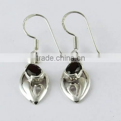 Affordable !! Garnet 925 Sterling Silver Earring, Silver Jewelry, Indian Silver Jewelry photo-2