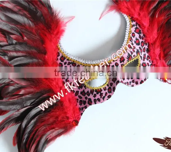 New Products 2016 Big Beautiful Design Red Cock Feather Mask And Venetian Mask For Birthday Party Mask Decoration photo-3