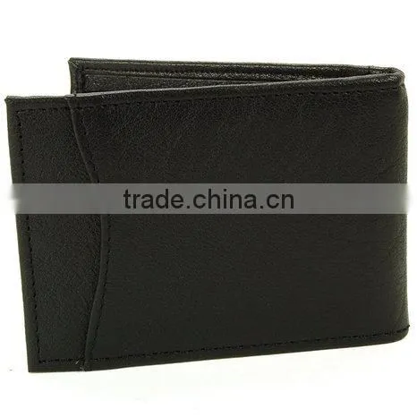 New Black Mens Promotion Bifold Genuine Leather Money Clip Wallet photo-4