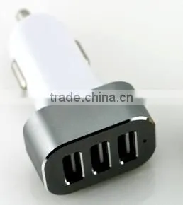 Hot 2015 Aluminium Finish Grey 3 USB Car Charger