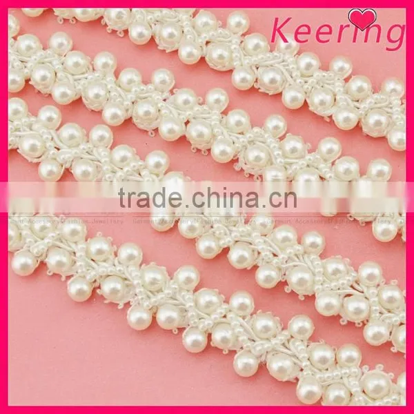 2015 Newest Fancy Pearl and Bead Braided Trim for Wedding WTP-1207 photo-3