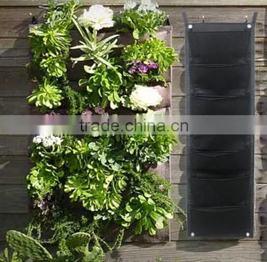 Vertical Wall Garden Planter, 7 Pockets, Felt Wall Mount Planter Solution