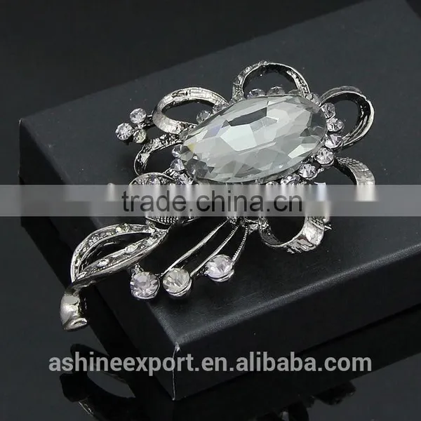 Gun Black Hollow Ribbon Shape Bulk Crystal Rhinestone Flower Brooch/handmade Rhinestone Brooch photo-2