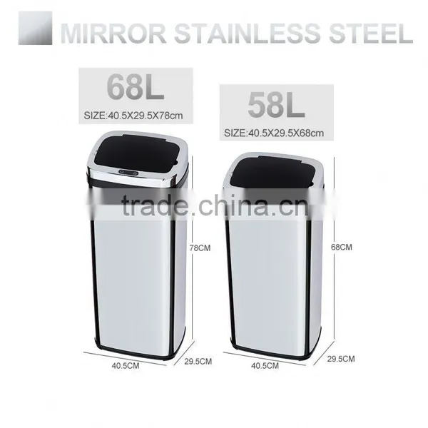 8 10 13 Gallon Infrared Touchless Dustbin Stainless Steel Waste Bin Auto Inductive Garbage Cans SD-007 photo-4