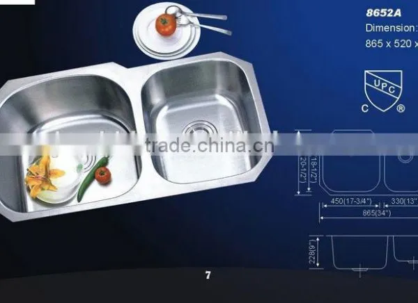 2015 Hotsell 30/70 Stainless Steel Kitchen Sink