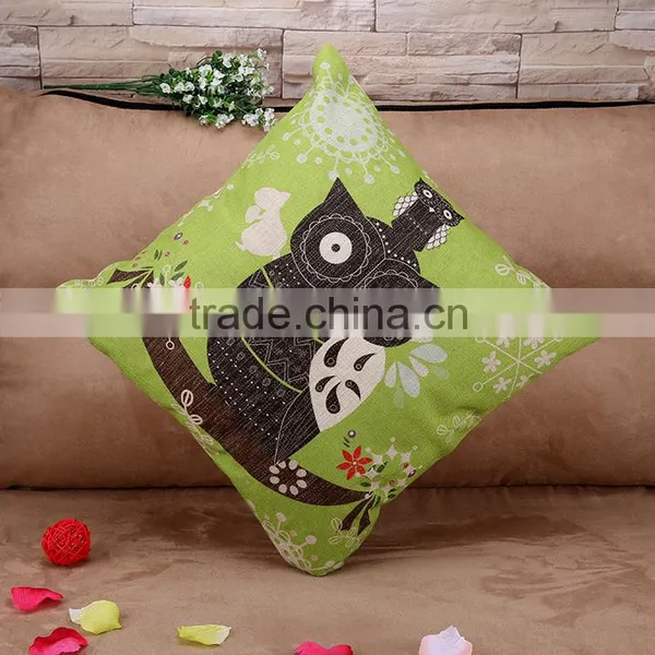 2015 Color Cartoon A Spoof Big Eye Owl Series Cotton and Linen Hold Pillow Household Decorative Cushion Cover photo-2