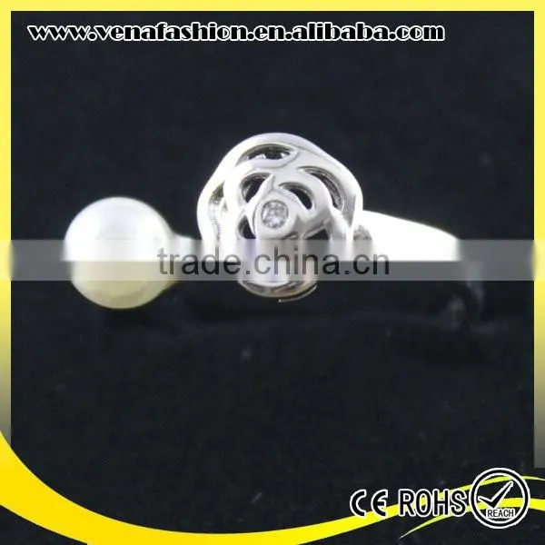 Jewellery Fashion Rose Flower Perfect Small Pearl Silver Pearl Rings photo-2