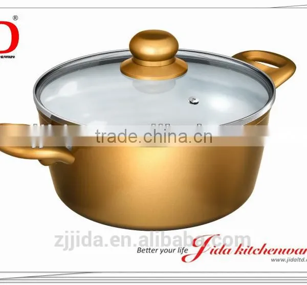 Hot Sale Ceramic Golden Coating Aluminum Nonstick Cookware Casserole