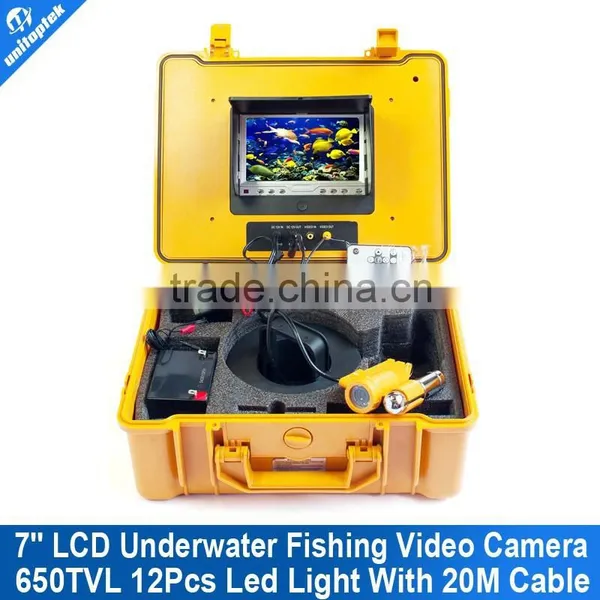 7 Inch LCD Underwater CCTV Camera System Fish Finder CCD 650TVL12Pcs White Lights Night Vision Fishing Camera 20M Cable