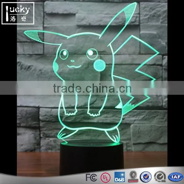 Pikachu 3D LED Night Light, 3D Visual Colorful Table Desk Lamp photo-2