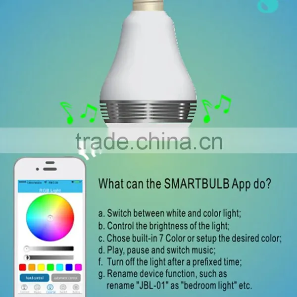Smart Bluetooth LED Light Bulbs Wireless Control Speaker Smart Music Audio Speaker LED RGB Color Bulb Light Lamps photo-6