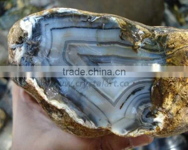 BLACK & WHITE BANDED AGATE ROCKS ROUGH STONE