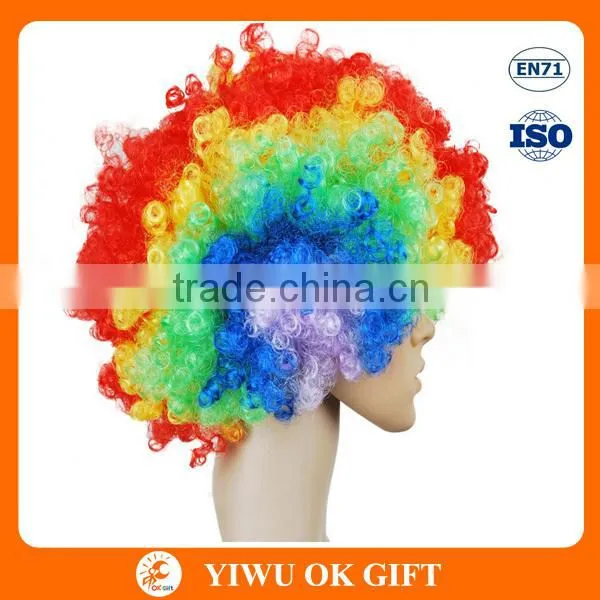 Colorful Funky Curly Masquerade Party Rainbow Afro Wig photo-3