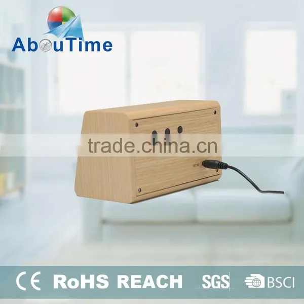 Customized Real Wood Cloco Rpolygon Funny LED Wooden Alarm Clcok photo-3
