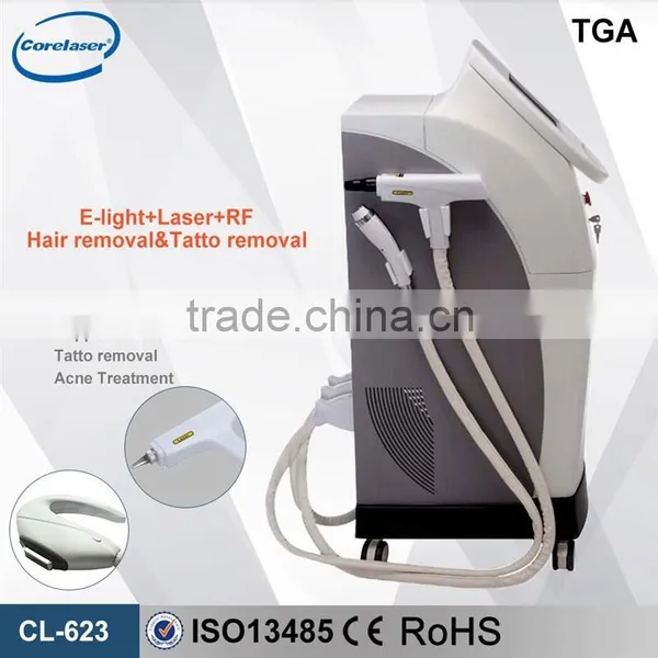 10MHz 3 Handles E Light Bipolar Rf Face Lifting/Nd Yag Pain Free Laser Tattoo Removal/ipl & Rf Beauty Device Vascular Lesions Removal photo-4