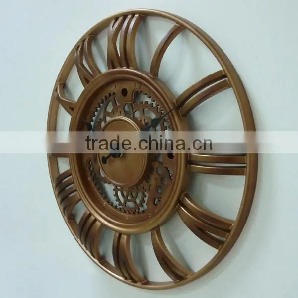 15 Inch Wall Decorative Plastic Copper Effect Clock photo-3