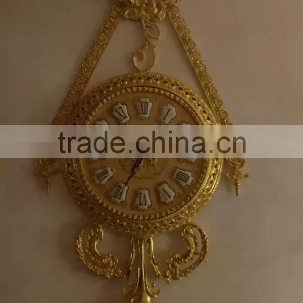 Elegant Rococo Style Wall Clock, 24K Gold Plated Home Decoration Wall Clock, Antique Copper Wall Art photo-5